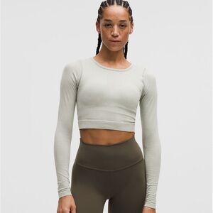 lululemon athletica Ribbed Long-Sleeve Crop Top - Mauve Pink